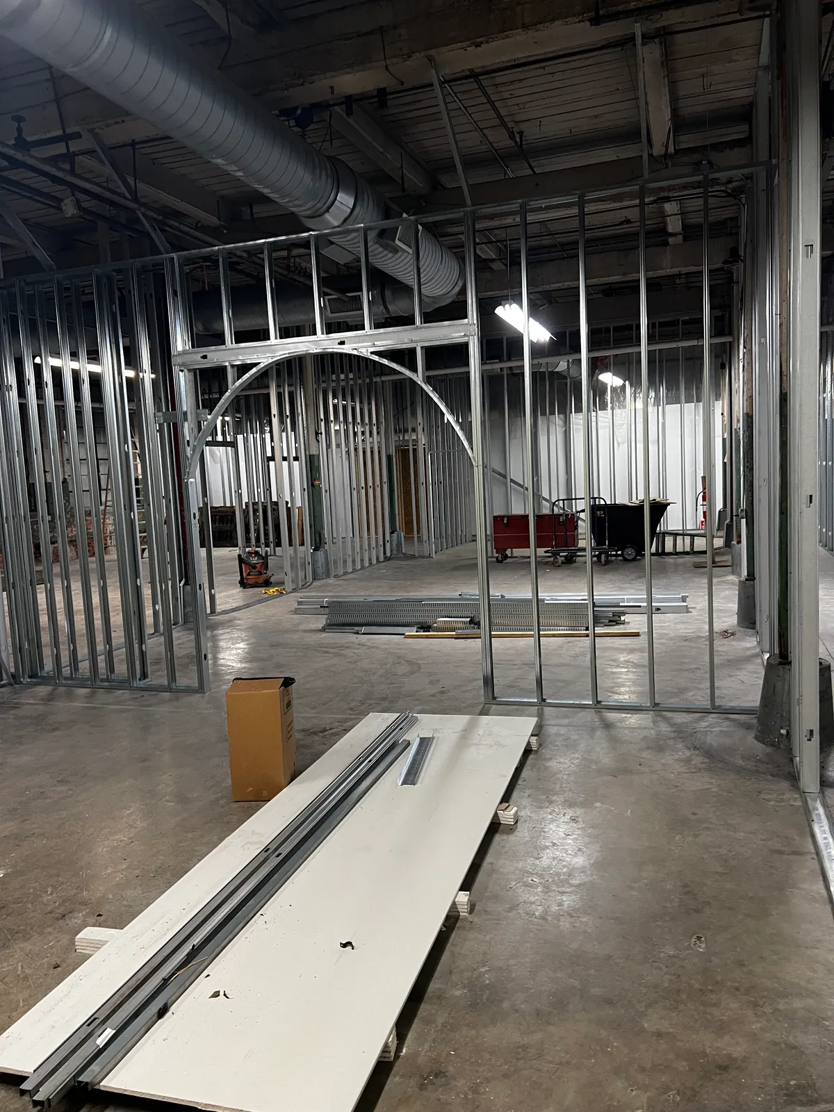 HVAC and mechanical systems being installed in the new Irons One Distillery