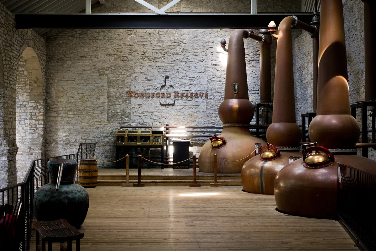 Copper still room at Woodford Reserve Distillery, Versailles, Kentucky