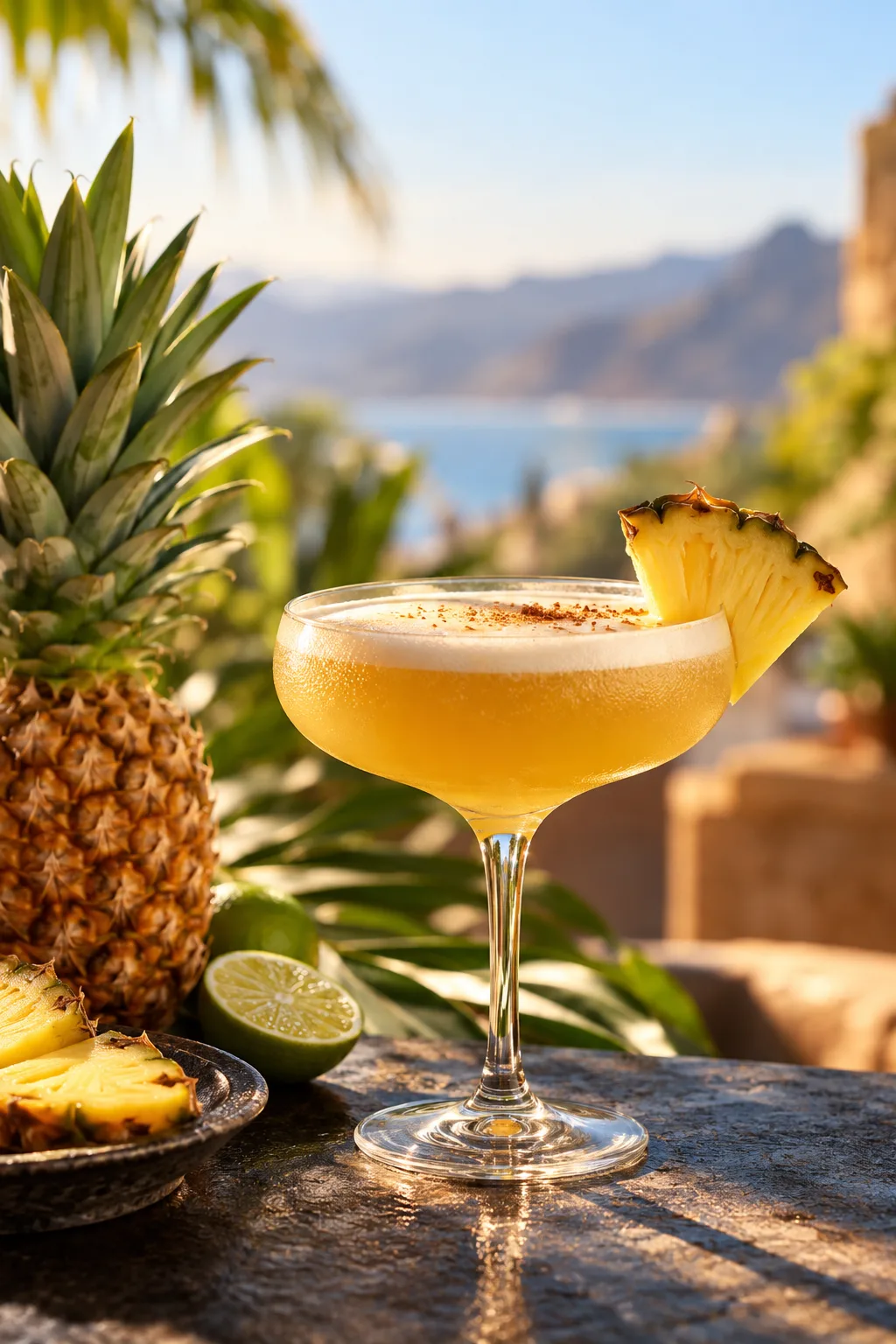 Tequila Cocktail: matador cocktail with pineapple juice in a coupe with a pineapple wedge