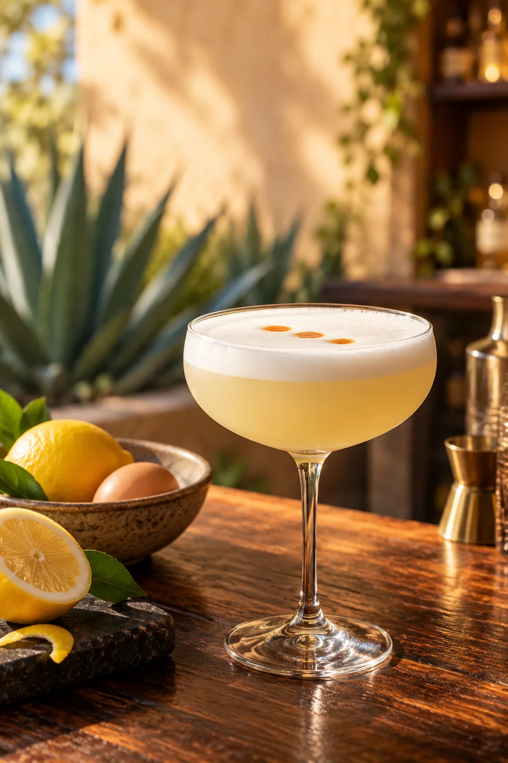 Tequila Cocktail: tequila sour with a thick egg-white foam and bitters drops