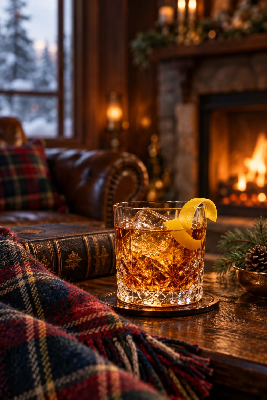 Winter Cocktail: rusty Nail cocktail with Scotch and Drambuie in a rocks glass